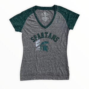 Colosseum Women's Michigan State Spartans Gray & Green Raglan Sleeve T-Shirt